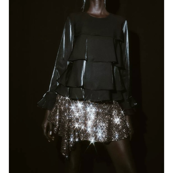 NWT ZARA ASYMMETRIC SEQUIN SKORT - Picture 6 of 10